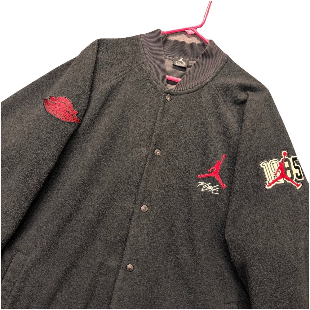 Nike Jordan "1985" Flight Bomber Jacket Mens‎ Large Fleece Snap Patches Black